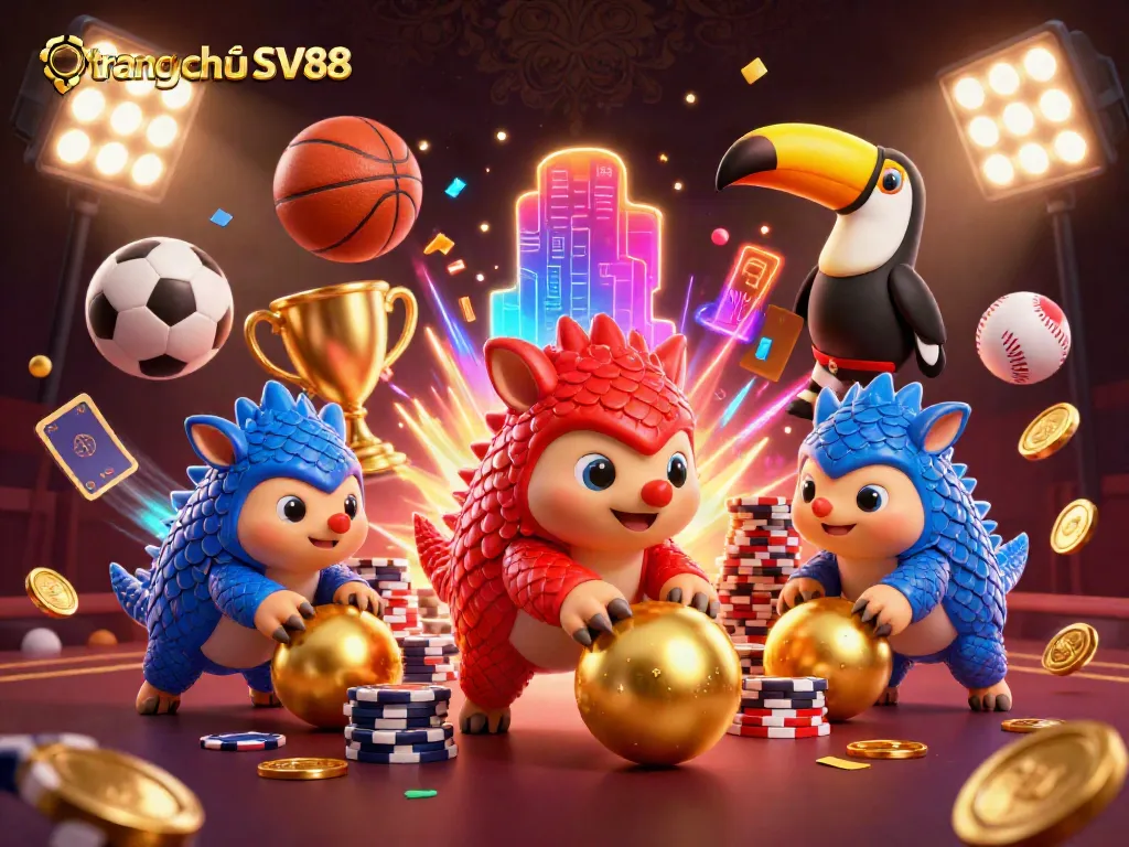 Experience the excitement at trang chủ SV88 with immersive 3D casino-themed action featuring dynamic pangolins and sports elements.