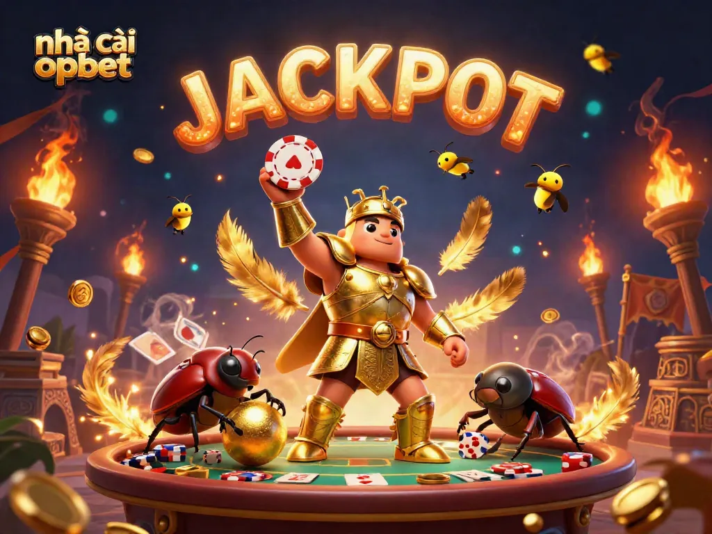 Experience thrilling wins with nhà cái oxbet at a vibrant casino scene featuring a hero beetle and golden tokens.