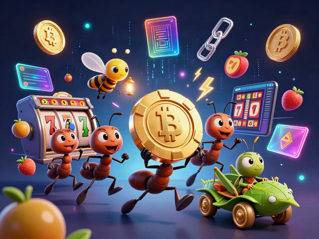 Experience the excitement of ck44 with a vibrant 3D illustration showcasing ants and a grasshopper in a casino heist.