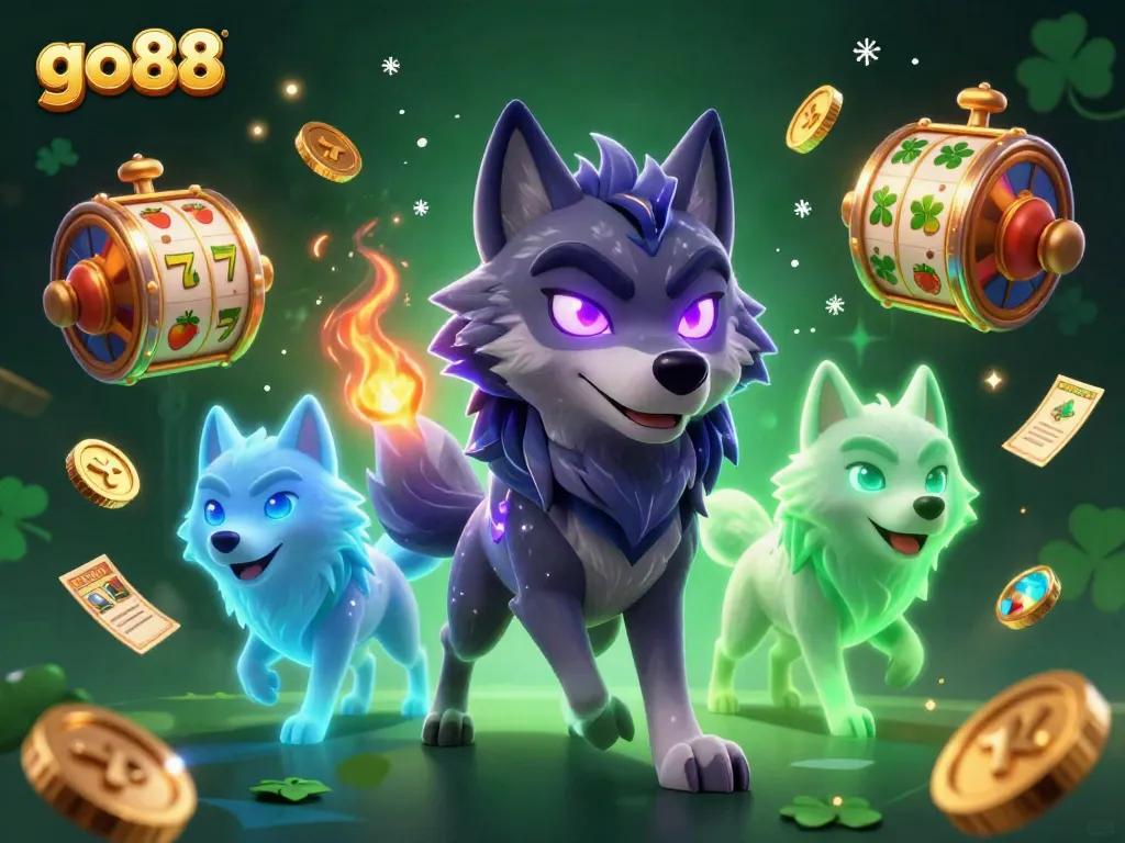 Engage with go88's thrilling slots experience in this vibrant online casino illustration.