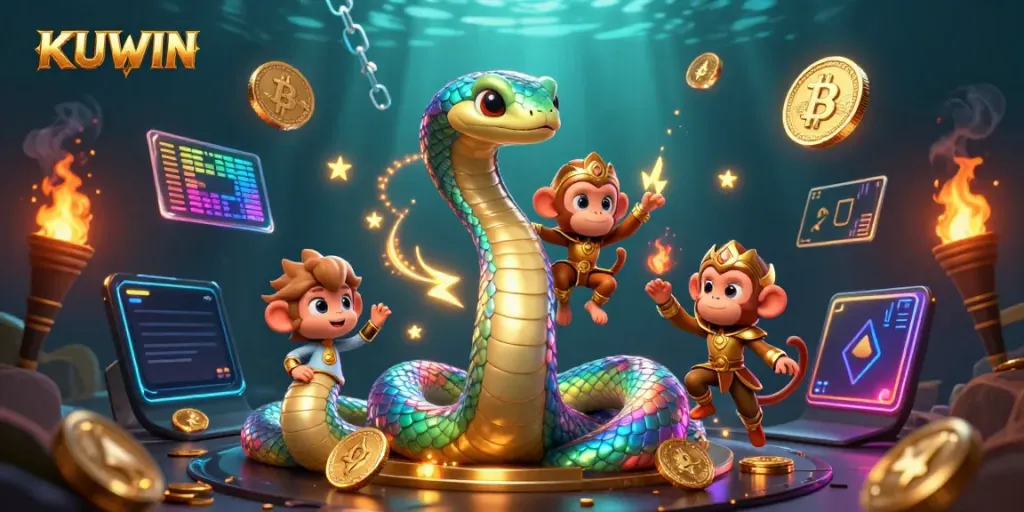 Experience the vibrant gaming at KUWIN, featuring fantastical characters in a magical casino scene.
