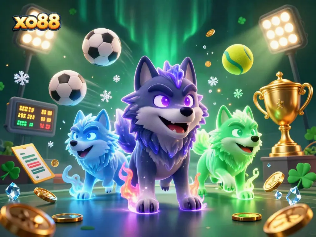 Experience thrilling sports betting action at xo88 with our dynamic and vibrant casino illustration.