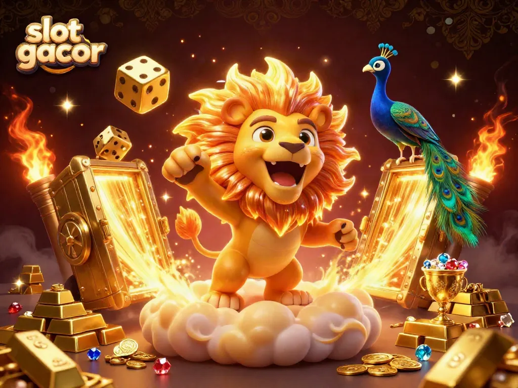 Experience thrilling slot gacor action with our vibrant 3D illustration depicting luck and excitement.